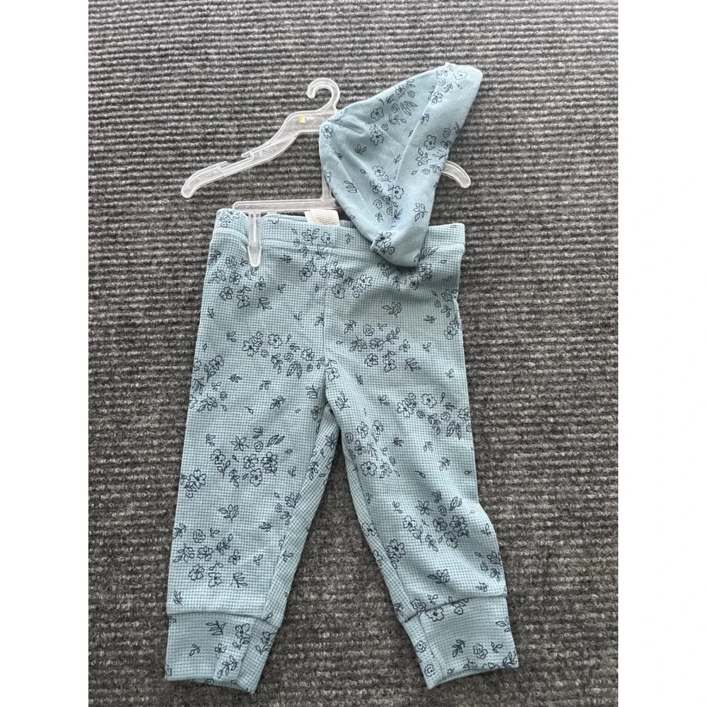 Just One You by Carters Baby Girls 9M Floral Waffle Knit Pants and Beanie Set